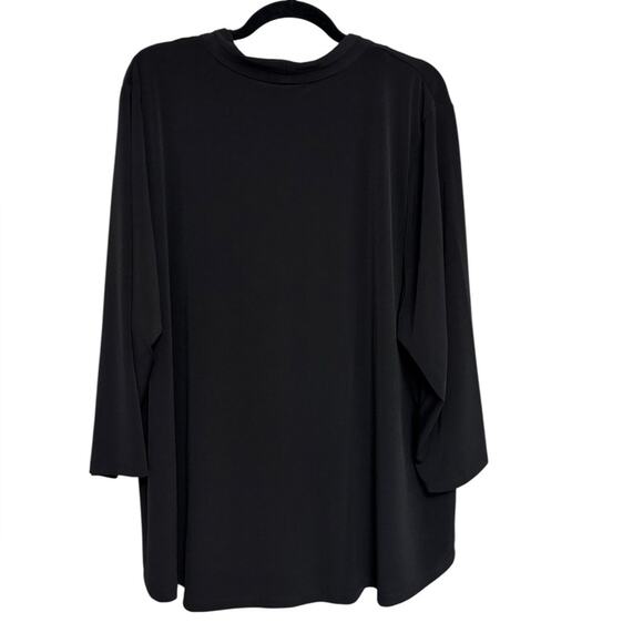 NWT JM Collection Liquid Knit V-Neck Long Line Blouse in Black - Size 4X - Picture 2 of 7
